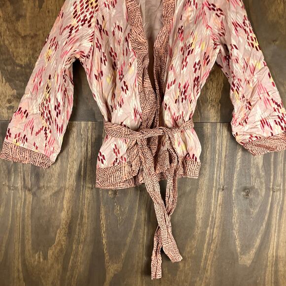 Express Womens Jacket Multicolor Quilted Open Front Belted Cotton Blend Small - Picture 5 of 12